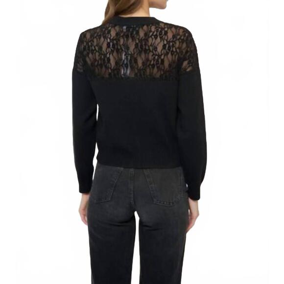 NEW CENTRAL PARK WEST stella lace x knit twofer sweater in black - Picture 4 of 4